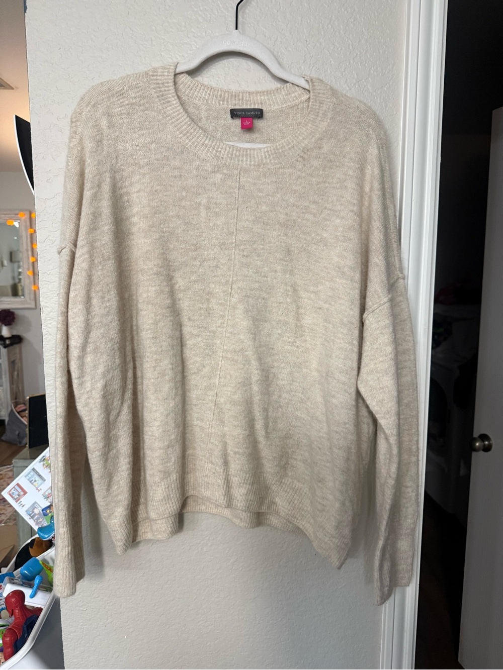 Vince Camuto Men’s Neutral Cream Crewneck Sweater